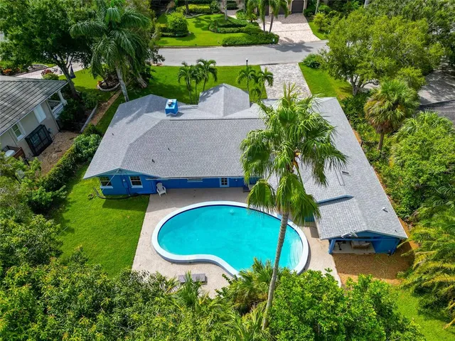 an aerial view of a house