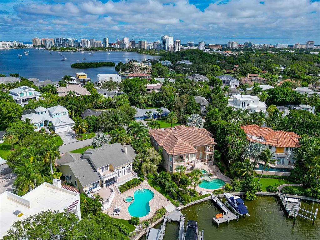 1389 Harbor Drive Sarasota, FL 34239 - Photo 22 of 25 an aerial view of a houses with outdoor space and lake view
