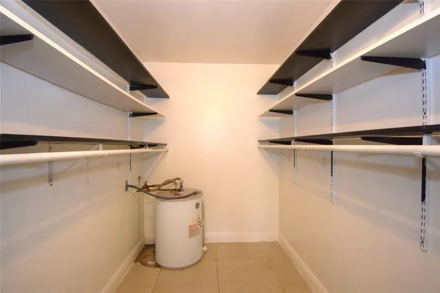 a view of a room with racks on the wall