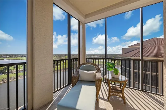 a balcony with furniture