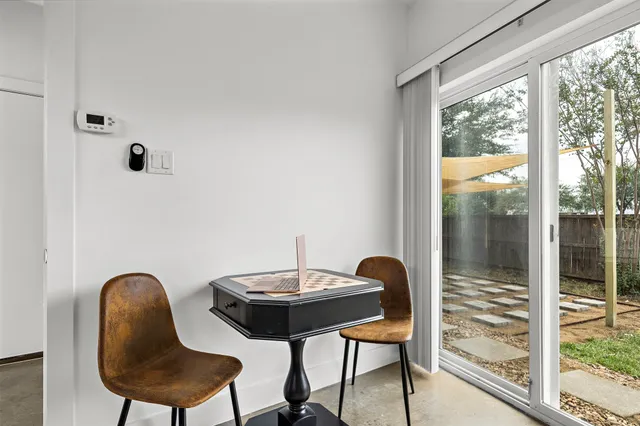 a view of a chairs in a room