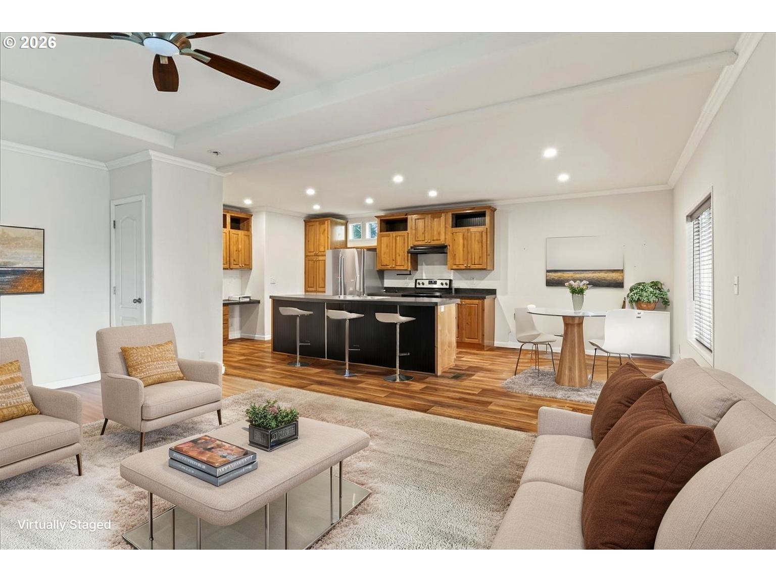 7136 South King Street Canby, OR 97013 - Photo 9 of 31 a living room with furniture and kitchen view