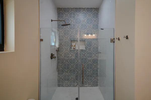 a bathroom with a shower