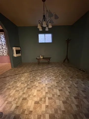 a view of a room with a window