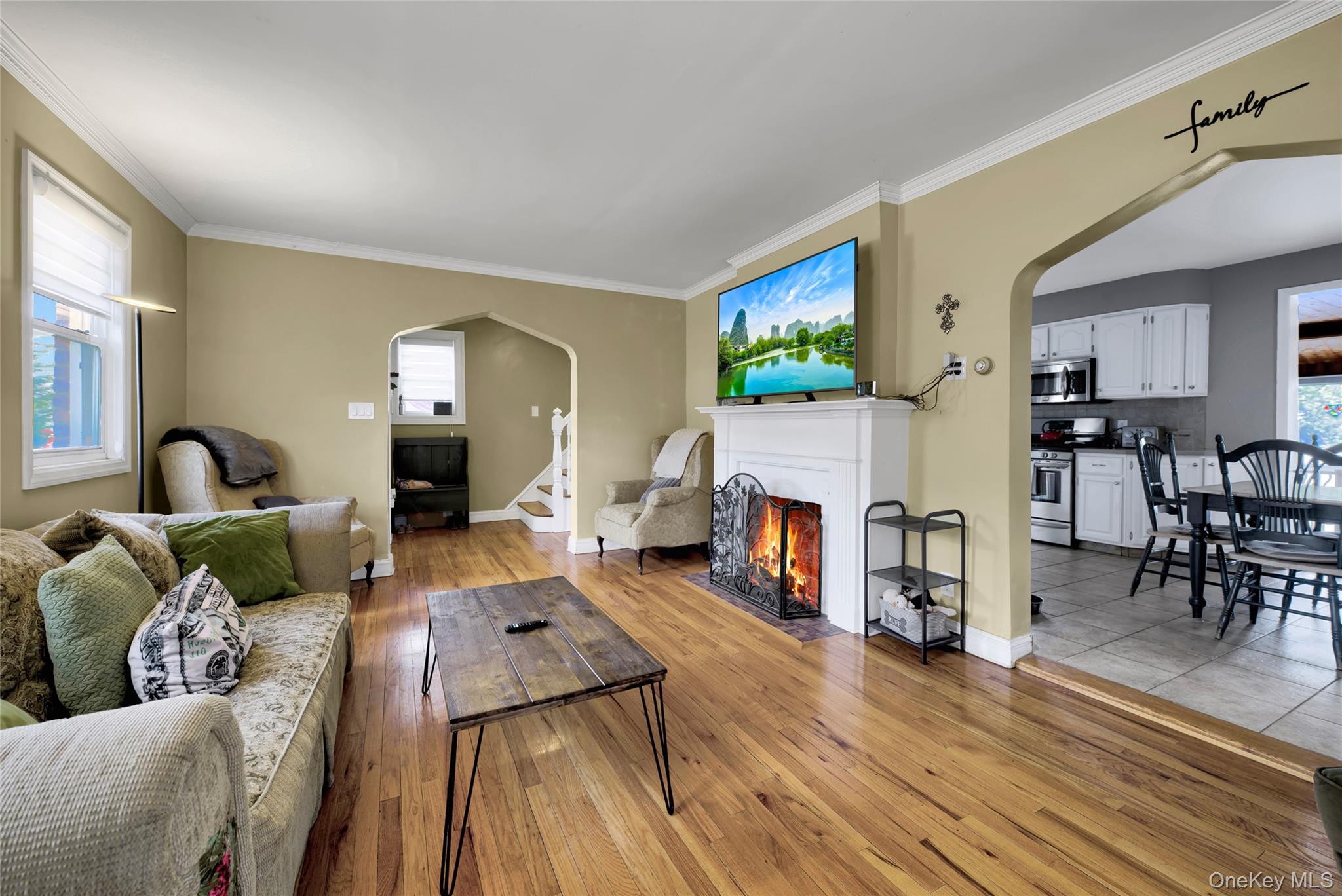 5 Argyle Road Merrick, NY 11566 - Photo 5 of 31 a living room with furniture and a fireplace