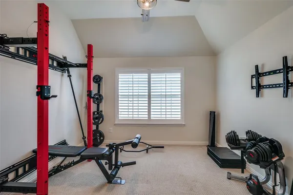 a view of a room with gym equipment