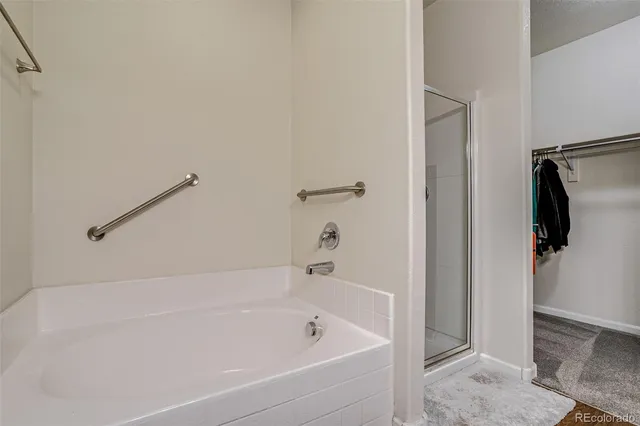 a bathroom with a bathtub