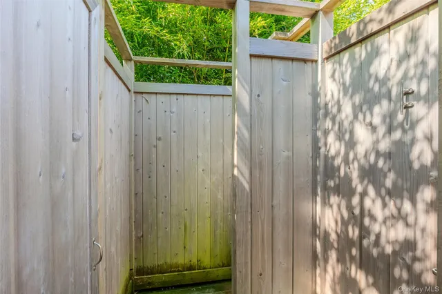 a view of a wooden door