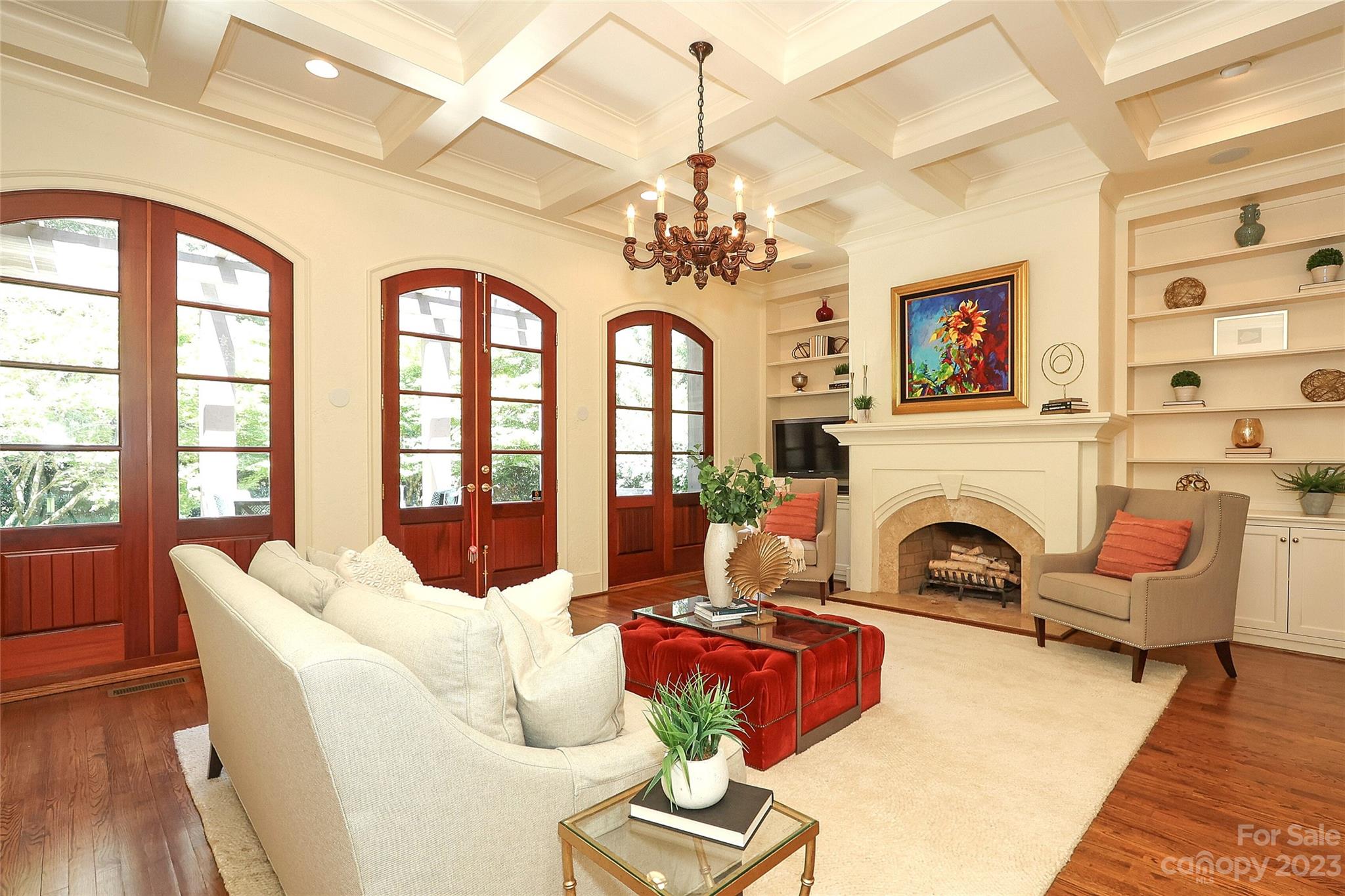 2416 Warburton Road Charlotte, NC 28211 - Photo 9 of 46 a living room with furniture fireplace and a large window