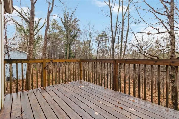 a view of wooden deck