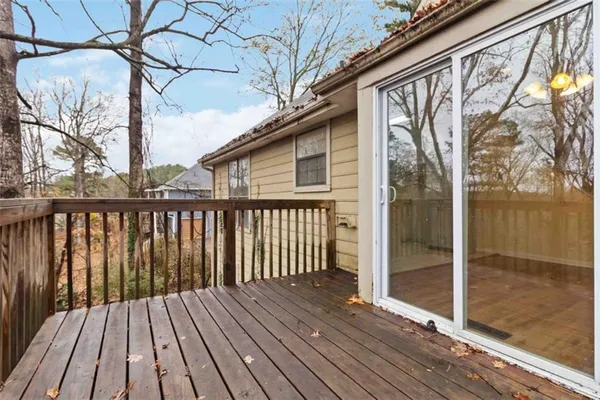 a view of a wooden deck