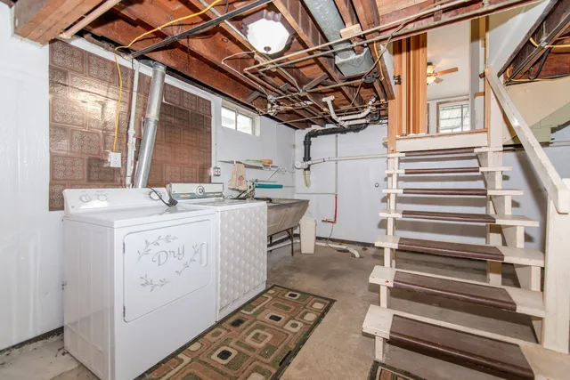 a utility room with a washer and dryer