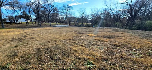 a backyard of a house with trees and houses