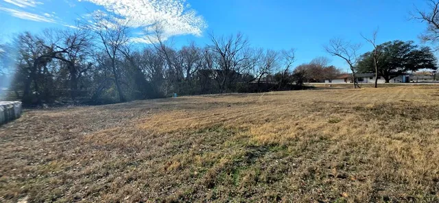 a view of dirt yard with a tree