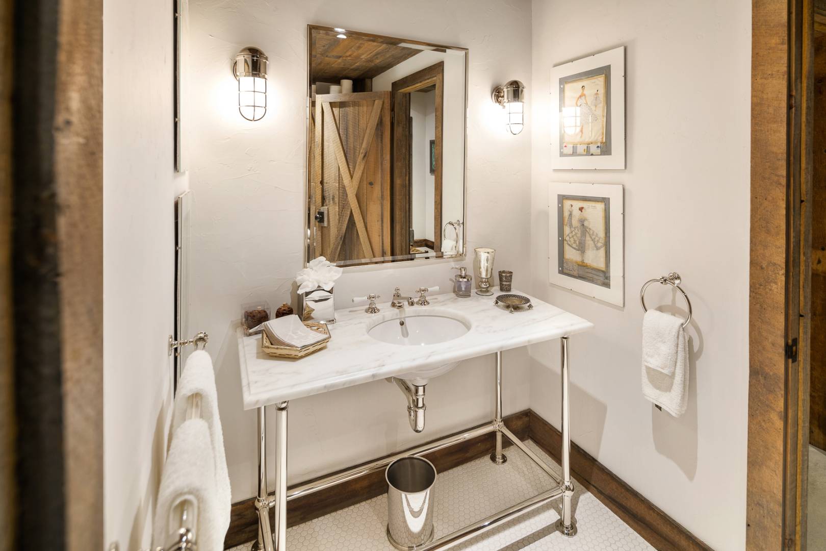 675 Flying Point Road Water Mill, NY 11976 - Photo 30 of 47 a bathroom with a sink and a mirror