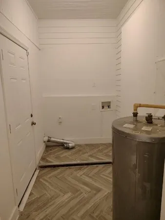 an empty room with a door