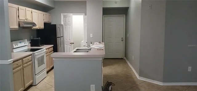 a kitchen with a sink appliances and cabinets