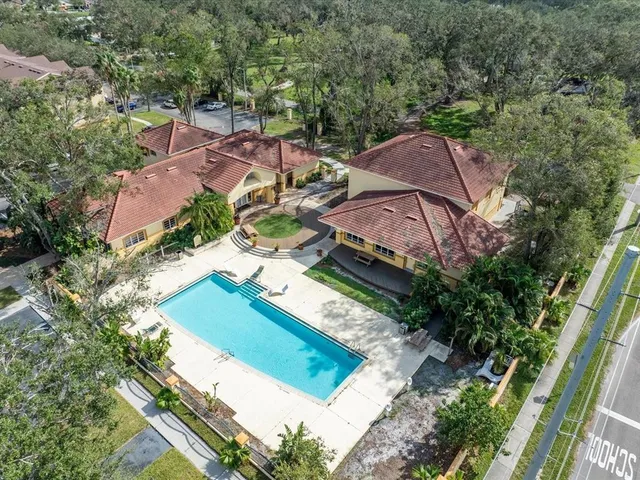 an aerial view of a house
