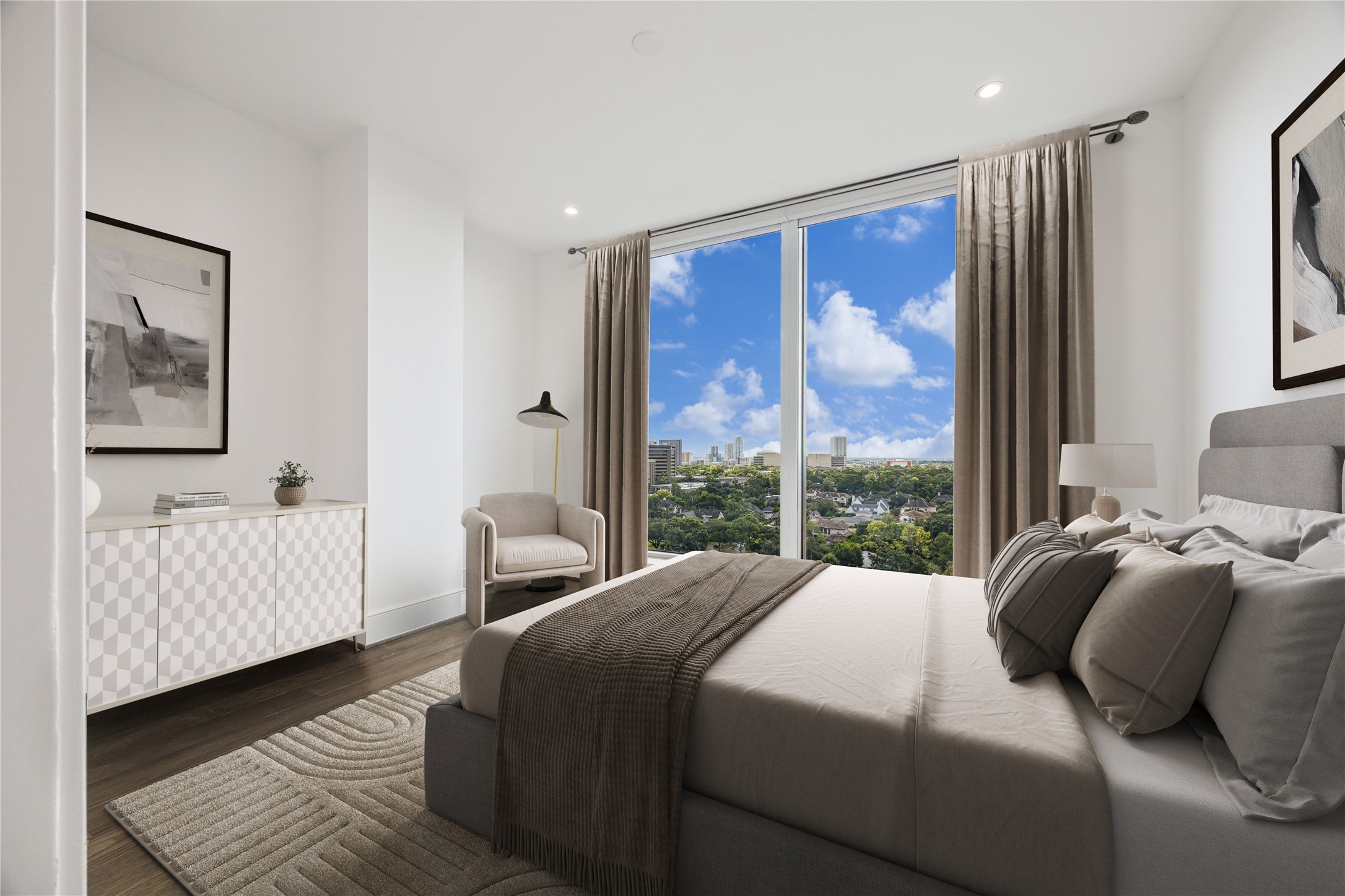 5656 San Felipe Street, Unit 1203 Houston, TX 77056 - Photo 11 of 22 a bedroom with furniture and a large window