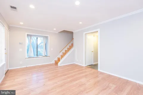 a view of a room with a window