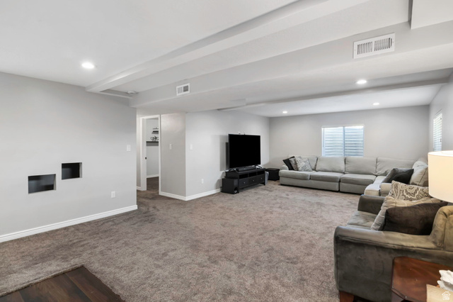 13176 Day Court Draper, UT 84020 - Photo 23 of 45 Carpeted living room featuring recessed lighting and baseboards