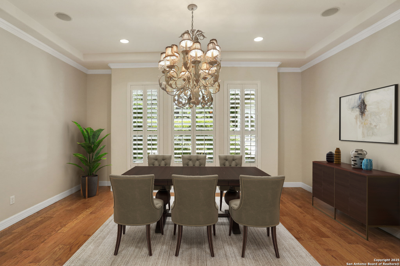 24630 Bogey Ridge San Antonio, TX 78260 - Photo 12 of 50 a view of a dining room with furniture window and wooden floor