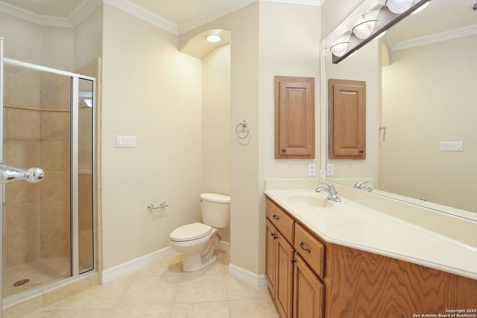 24630 Bogey Ridge San Antonio, TX 78260 - Photo 29 of 50 a spacious bathroom with a sink a toilet and a shower