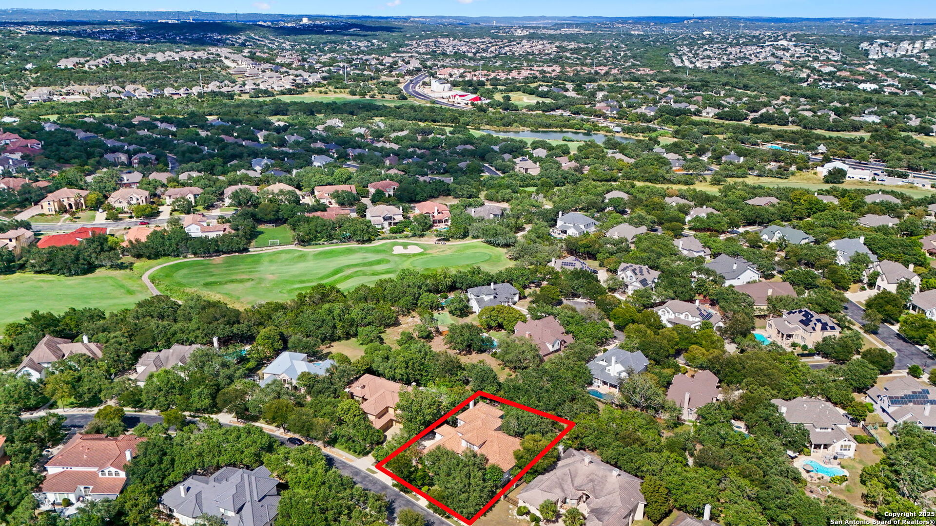 24630 Bogey Ridge San Antonio, TX 78260 - Photo 49 of 50 an aerial view of residential houses with outdoor space