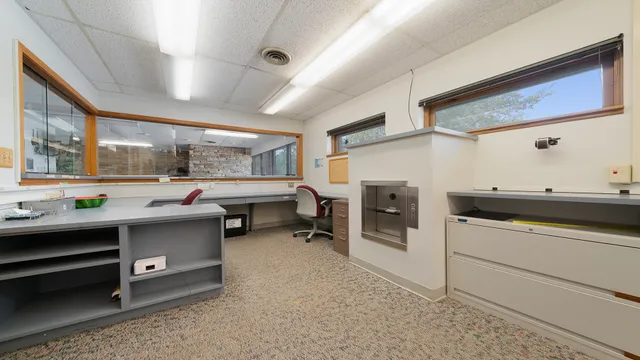 a room with furniture and a fireplace