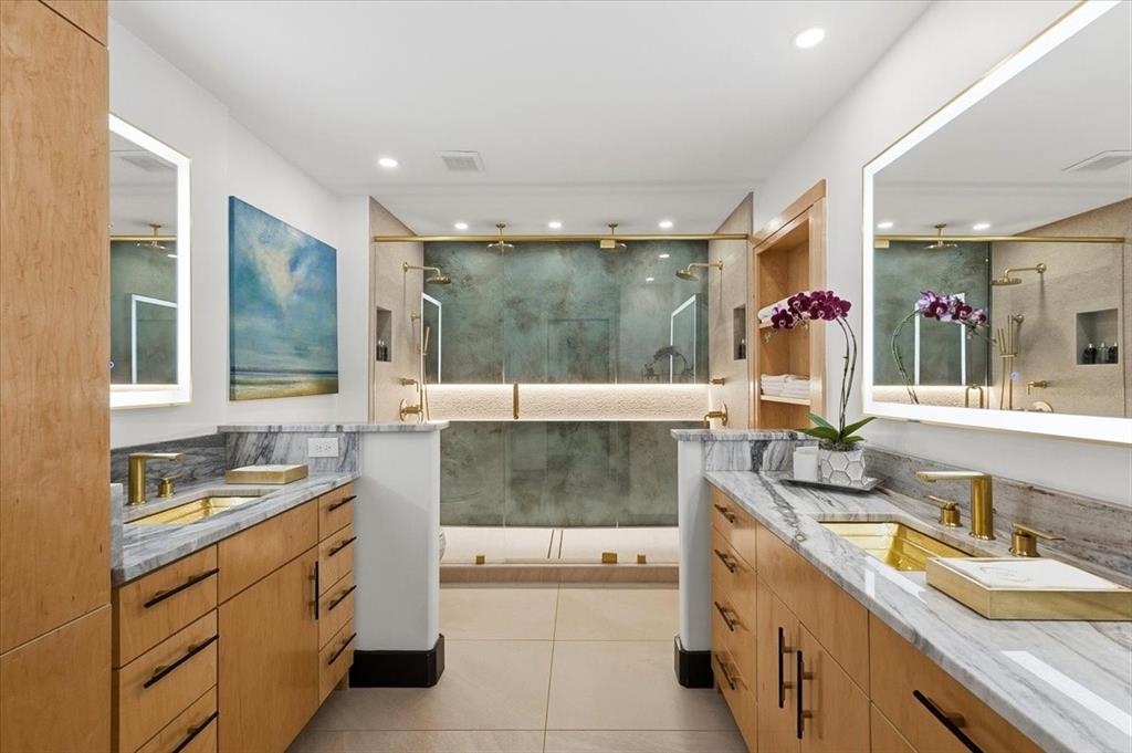 308 North Broadway Road Azle, TX 76020 - Photo 22 of 31 a bathroom with a granite countertop sink mirror and bathtub