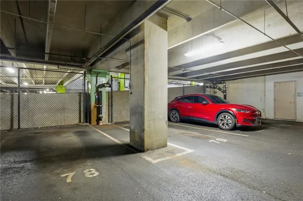 a view of a car in garage