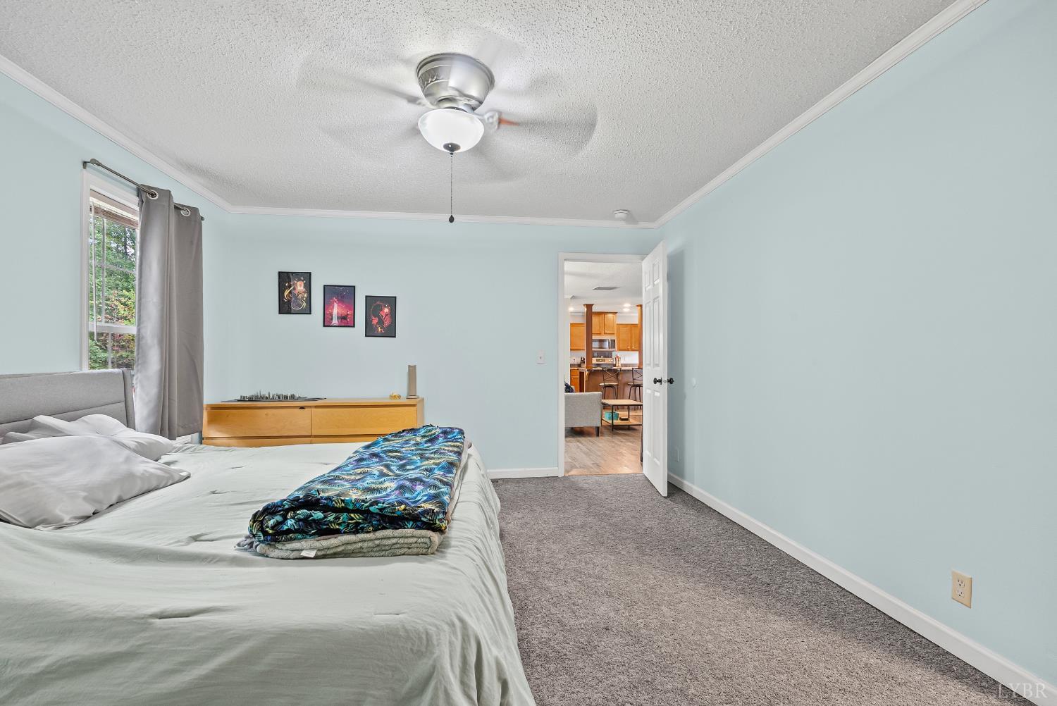 6124 Old Courthouse Road Appomattox, VA 24522 - Photo 24 of 52 a bedroom with a large bed and a chandelier