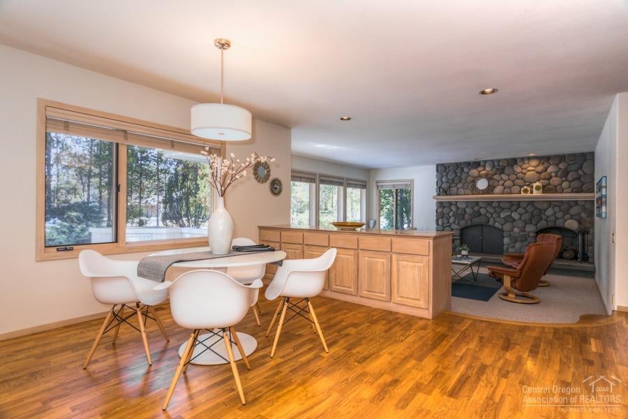 Gleaming hardwood floors accent the sleek, contemporary design of this home.