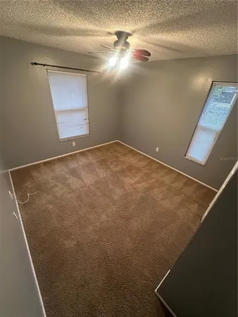 an empty room with a workbench