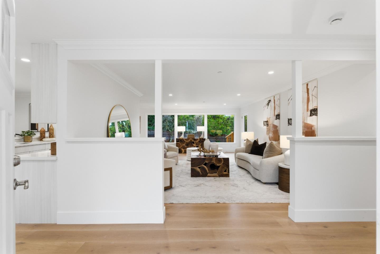 670 La Mesa Drive Portola Valley, CA 94028 - Photo 2 of 43 a living room with furniture and view of kitchen