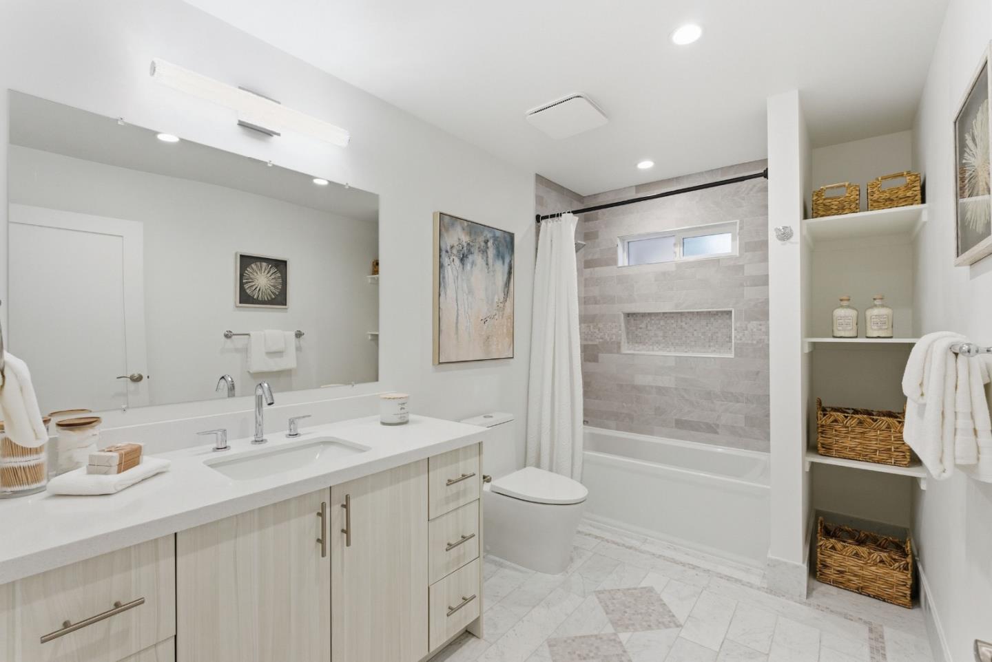 670 La Mesa Drive Portola Valley, CA 94028 - Photo 25 of 43 a bathroom with a double vanity sink toilet and shower