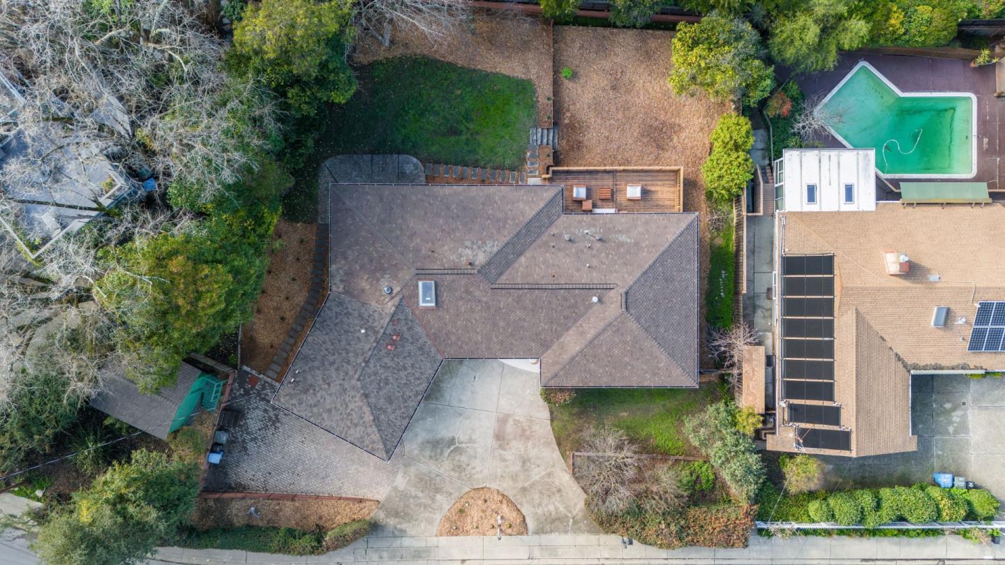 670 La Mesa Drive Portola Valley, CA 94028 - Photo 41 of 43 an aerial view of a house with garden space and a street view