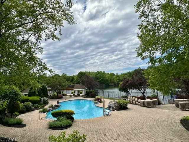 a view of a swimming pool with couches and lounge chairs