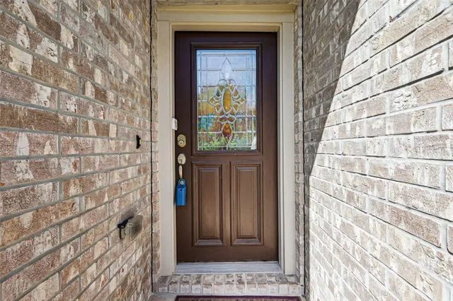 a view of wooden door