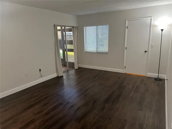 a view of a room with racks on the wall