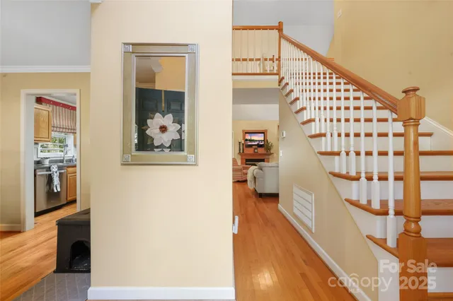 a view of entryway with wooden floor