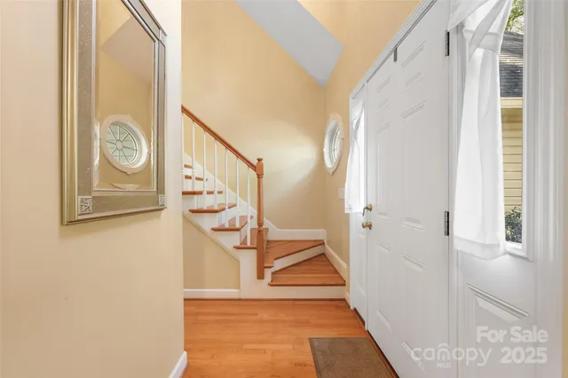 a view of a stairs and an entryway