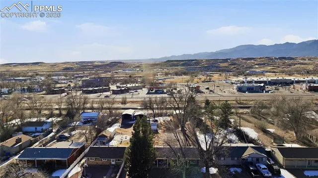 a view of city and mountain