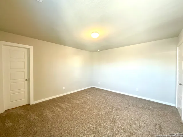 an empty room with a workbench