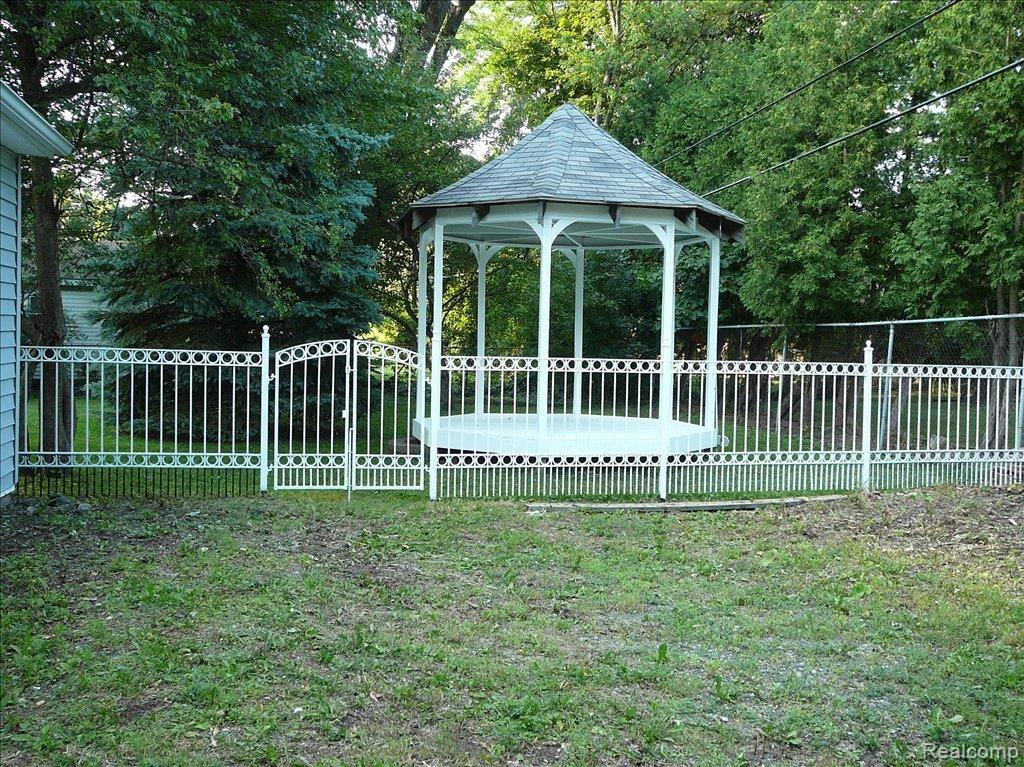 Gazebo in fenced in area