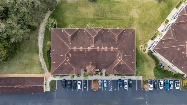 an aerial view of a house