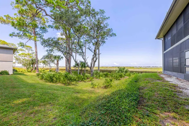 a view of backyard with green space