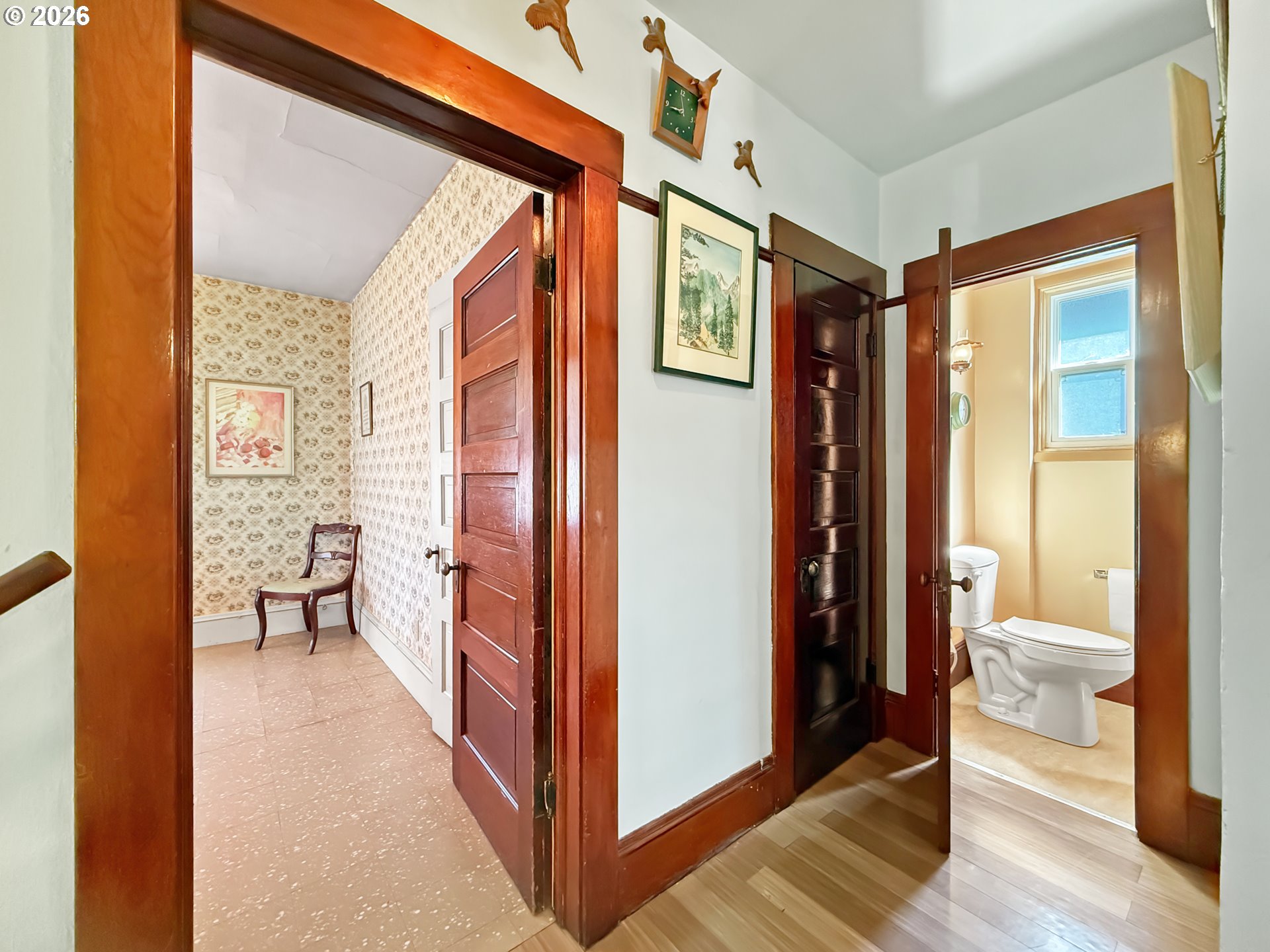 2291 2nd Street Baker City, OR 97814 - Photo 30 of 48 a view of a hallway with bathroom and wooden floor