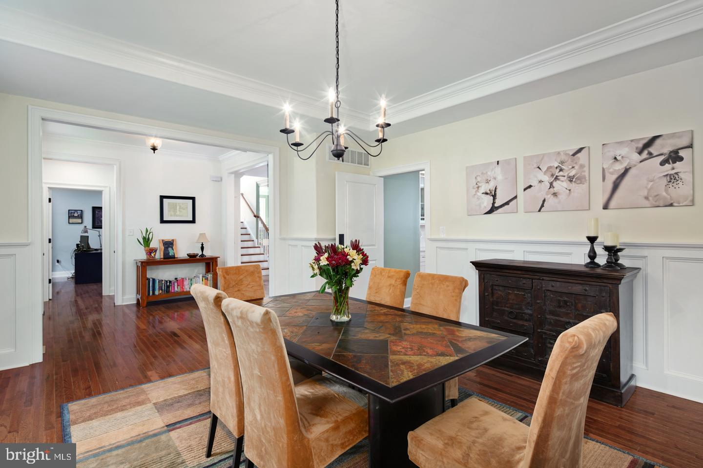 500 West Beechtree Lane Wayne, PA 19087 - Photo 10 of 45 Formal Dining room with crown molding & chair rail