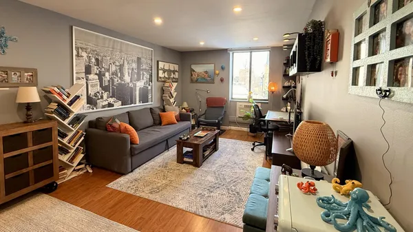 a living room with furniture